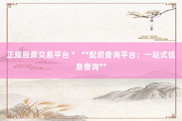 正规股票交易平台 *   **配资查询平台：一站式信息查询**
