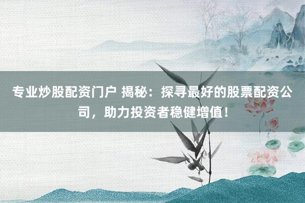 专业炒股配资门户 揭秘：探寻最好的股票配资公司，助力投资者稳健增值！