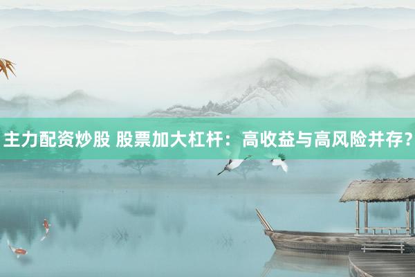 主力配资炒股 股票加大杠杆：高收益与高风险并存？