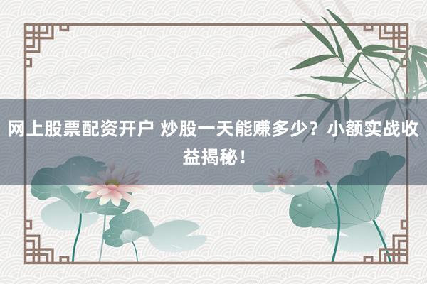 网上股票配资开户 炒股一天能赚多少？小额实战收益揭秘！