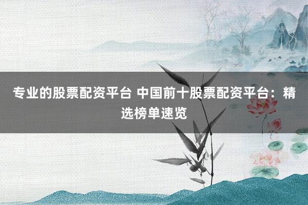 专业的股票配资平台 中国前十股票配资平台：精选榜单速览