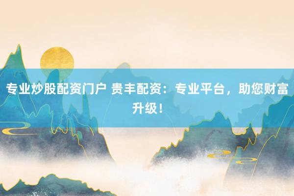 专业炒股配资门户 贵丰配资:专业平台,助您财富升级!