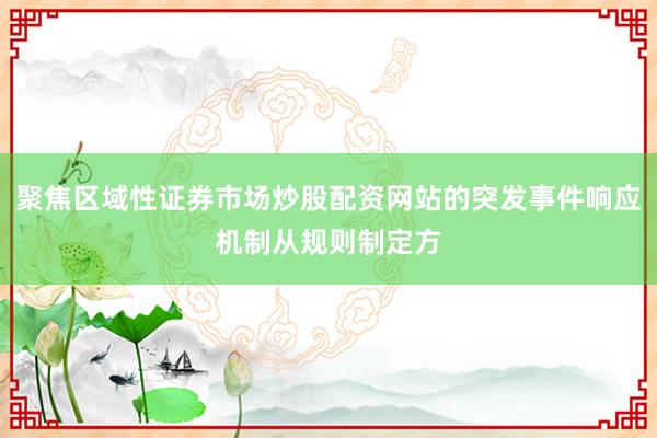 聚焦区域性证券市场炒股配资网站的突发事件响应机制从规则制定方