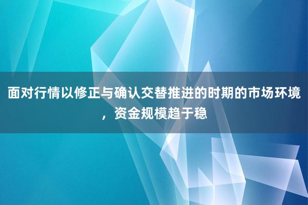 面对行情以修正与确认交替推进的时期的市场环境，资金规模趋于稳